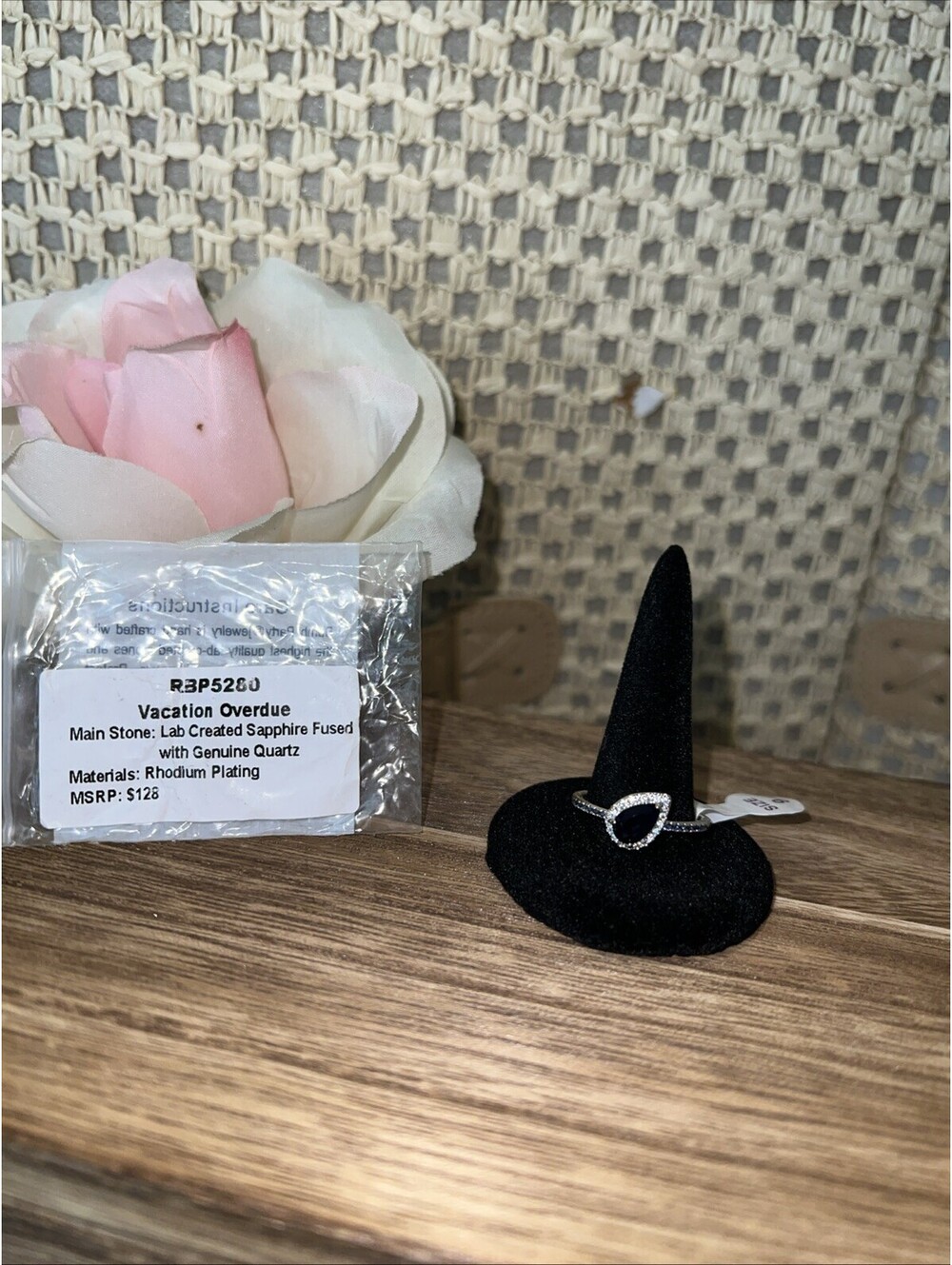 Bomb Party Vacation Overdue Ring Size 9. Lab Created Sapphire W/ Genuine Quartz